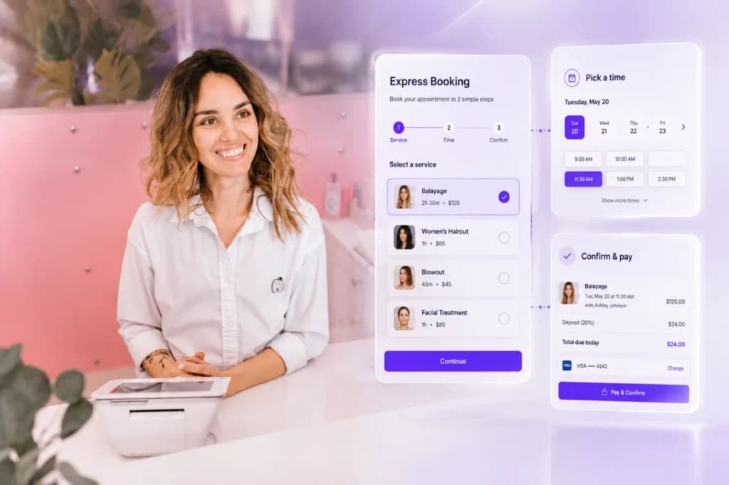 Express Booking software for salon and spa businesses to Book Clients in 3 Taps